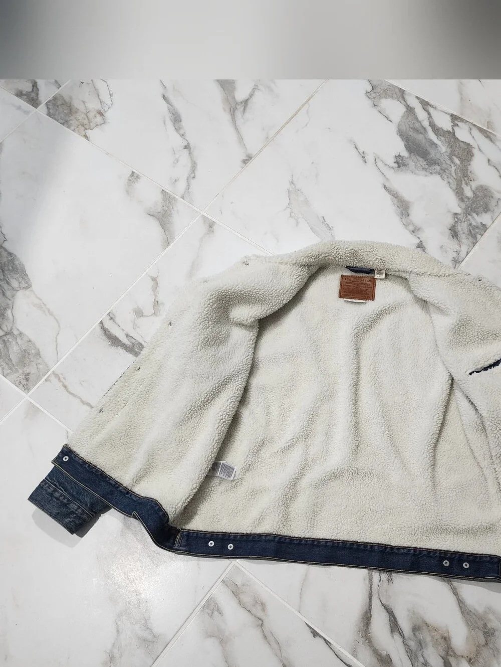 Mens Levi's Blue Denim Sherpa Jacket with Sherpa Lining